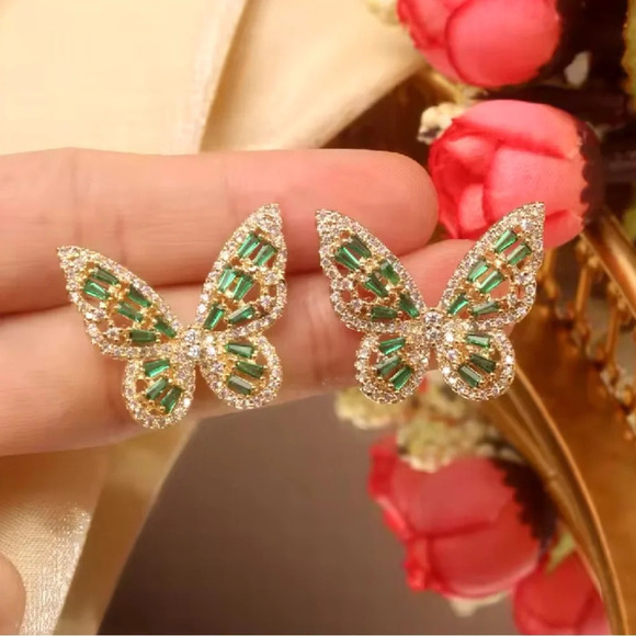 Butterfly Green 18K Gold Stainless Steel Waterproof Ring - Picture 8 of 16